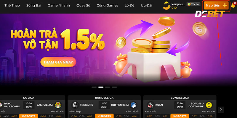 Nạp Tiền DEBET: Cách Thực Hiện Để Tận Hưởng Dịch Vụ Tối Ưu 1 Quy trình nạp tiền DEBET