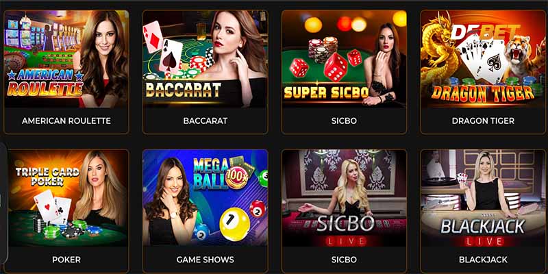 Các dịch vụ và sản phẩm của Casino DEBET.